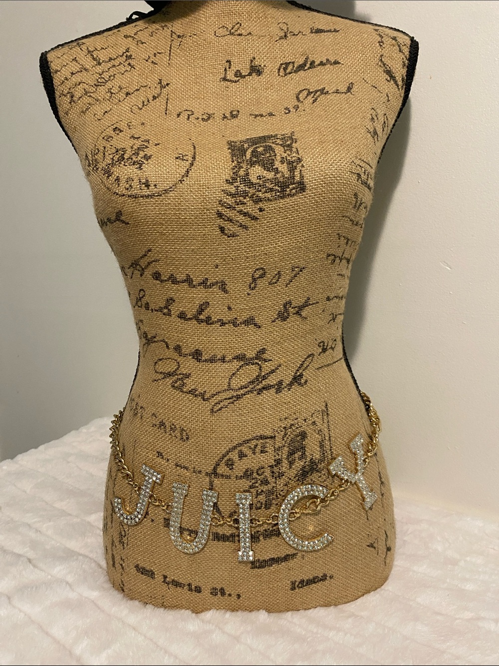 Juicy Couture Rhinestone Letter Chain Belt - Size M/L - NWT